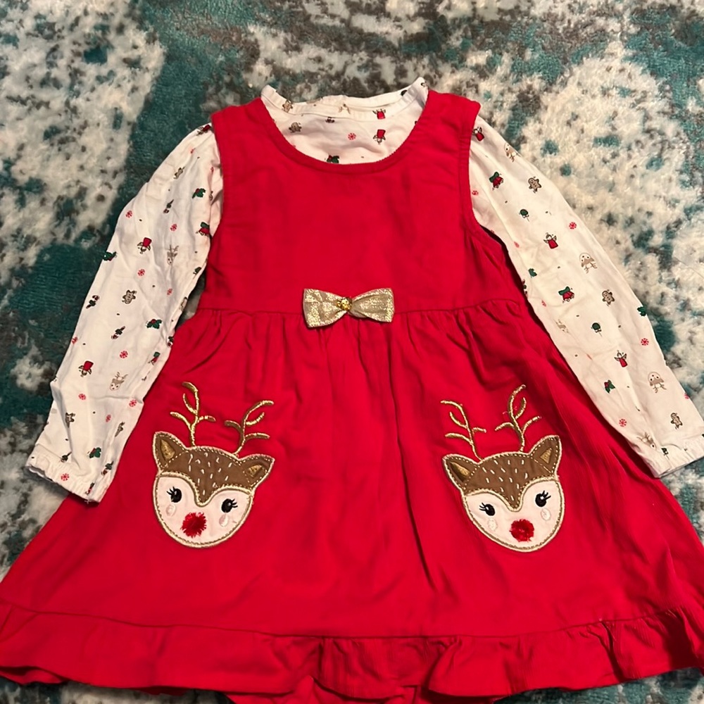 Toddler red corduroy Christmas dress